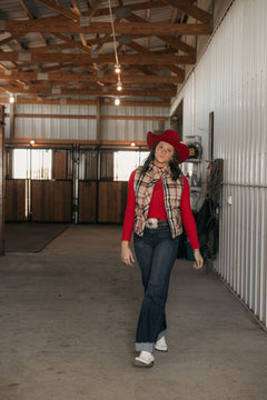 Plaid Check Print Vest - Small and Medium remaining - Cowhide and Conchos