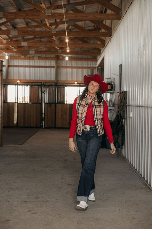 Plaid Check Print Vest - Small and Medium remaining - Cowhide and Conchos