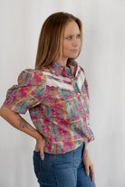 Plaid Posse Top - Cowhide and Conchos