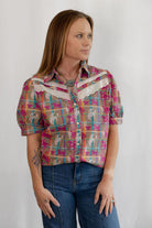 Plaid Posse Top - Cowhide and Conchos