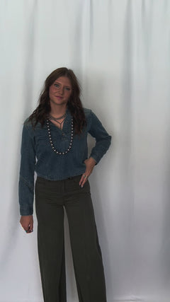 Sunwash Western Denim Pullover Shirt
