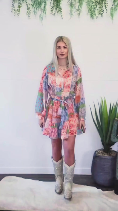 Flower Print Long Sleeve Dress