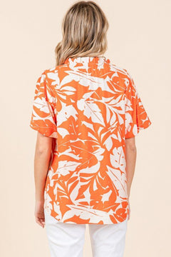 Print Puffed Sleeves Top - Cowhide and Conchos