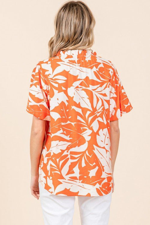 Print Puffed Sleeves Top - Cowhide and Conchos