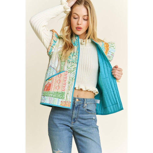 Quilted Ruffle Vest - Cowhide and Conchos