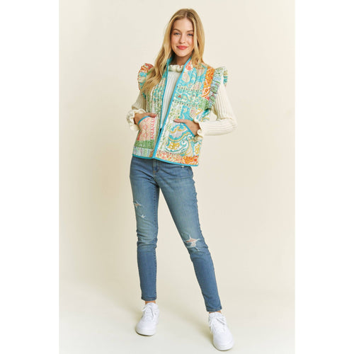 Quilted Ruffle Vest - Cowhide and Conchos
