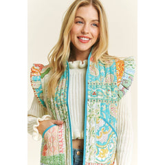 Quilted Ruffle Vest - Cowhide and Conchos