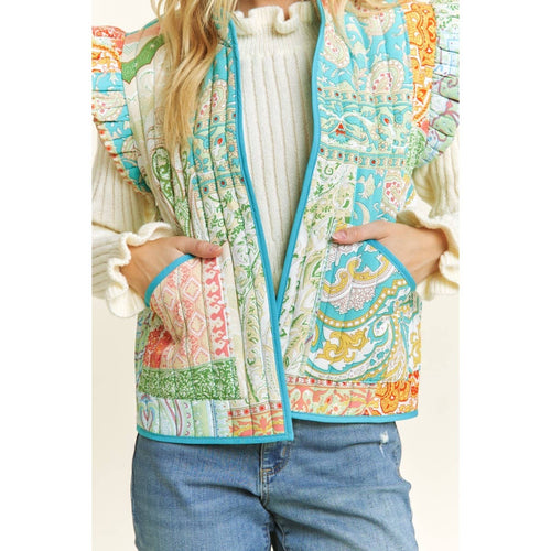 Quilted Ruffle Vest - Cowhide and Conchos