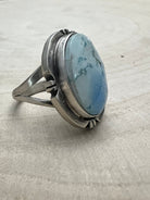 Randy Billy Navajo Sterling Silver Ring with Golden Hills Turquoise — Size 9 (Hallmark Randy Billy) - Cowhide and Conchos