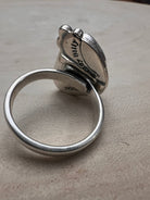Randy Billy Navajo Sterling Silver Ring with Natural Fox Turquoise — Adjustable, 7/8" × 5/8" (Hallmarked, Heirloom Rare Variety) - Cowhide and Conchos