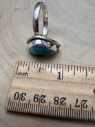 Randy Billy Navajo Sterling Silver Ring with Natural Fox Turquoise — Adjustable, 7/8" × 5/8" (Hallmarked, Heirloom Rare Variety) - Cowhide and Conchos