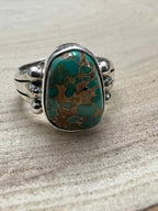 Randy Billy Royston Turquoise & Sterling Silver Ring - Size 10 - Cowhide and Conchos