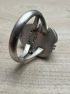 Randy Billy Royston Turquoise & Sterling Silver Ring - Size 8 - Cowhide and Conchos