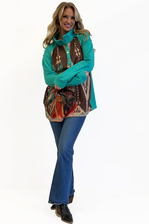 Red Cliffs Pullover - Cowhide and Conchos