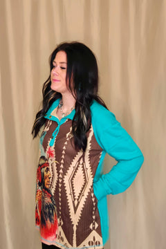 Red Cliffs Pullover - Cowhide and Conchos