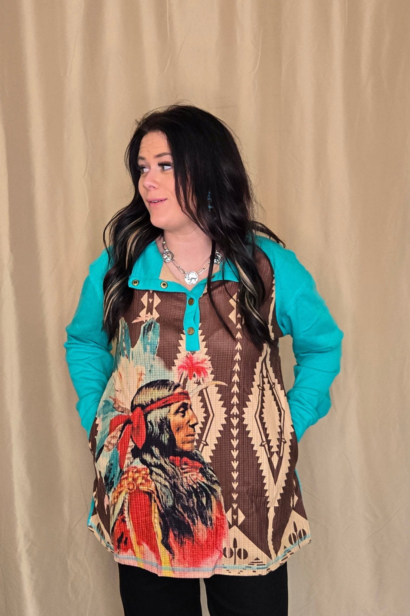 Red Cliffs Pullover - Cowhide and Conchos