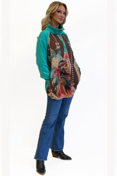 Red Cliffs Pullover - Cowhide and Conchos