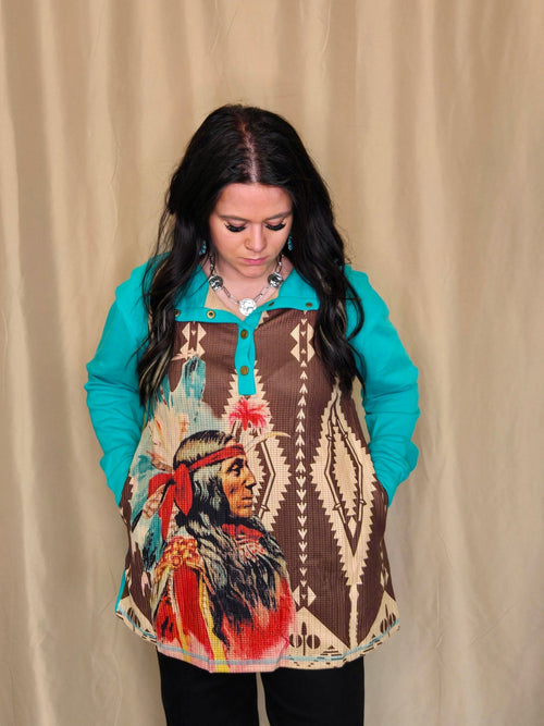 Red Cliffs Pullover - Cowhide and Conchos