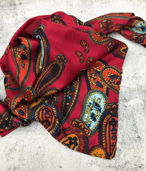 Red Paisley Wild Rag - Cowhide and Conchos