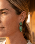 Rena Begay Navajo Sterling Silver Earrings with Sonoran Mountain Turquoise — 1 1/2" × 1/2" (R. Begay Hallmarked, Heirloom) - Cowhide and Conchos