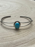 Rena Begay Turquoise & Sterling Silver Bracelet - Cowhide and Conchos