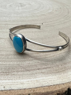 Rena Begay Turquoise & Sterling Silver Bracelet - Cowhide and Conchos