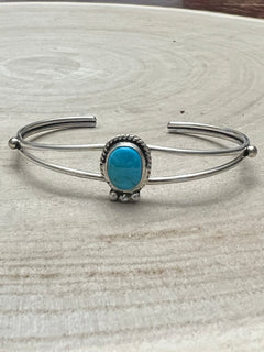 Rena Begay Turquoise & Sterling Silver Bracelet - Cowhide and Conchos