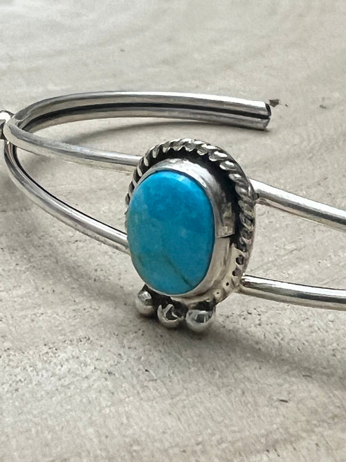 Rena Begay Turquoise & Sterling Silver Bracelet - Cowhide and Conchos