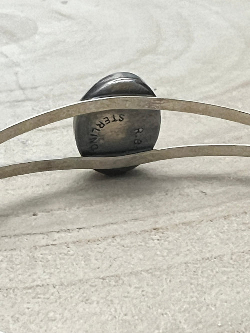 Rena Begay Turquoise & Sterling Silver Bracelet - Cowhide and Conchos