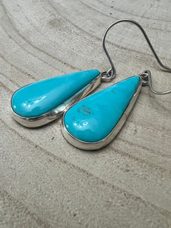 Rena Begay Turquoise & Sterling Silver Earrings - Cowhide and Conchos