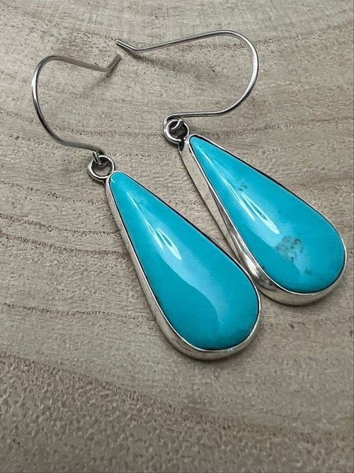 Rena Begay Turquoise & Sterling Silver Earrings - Cowhide and Conchos