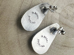 Rena Begay Turquoise & Sterling Silver Earrings - Cowhide and Conchos