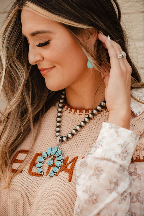Rena Begay Turquoise & Sterling Silver Earrings - Cowhide and Conchos