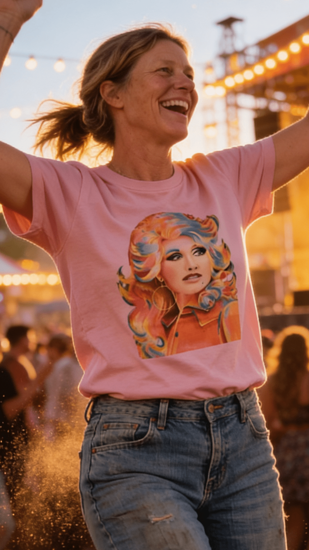 Retro Colorful Dolly Graphic Tee - Petal Pink T-Shirt - Cowhide and Conchos