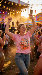 Retro Colorful Dolly Graphic Tee - Petal Pink T-Shirt - Cowhide and Conchos