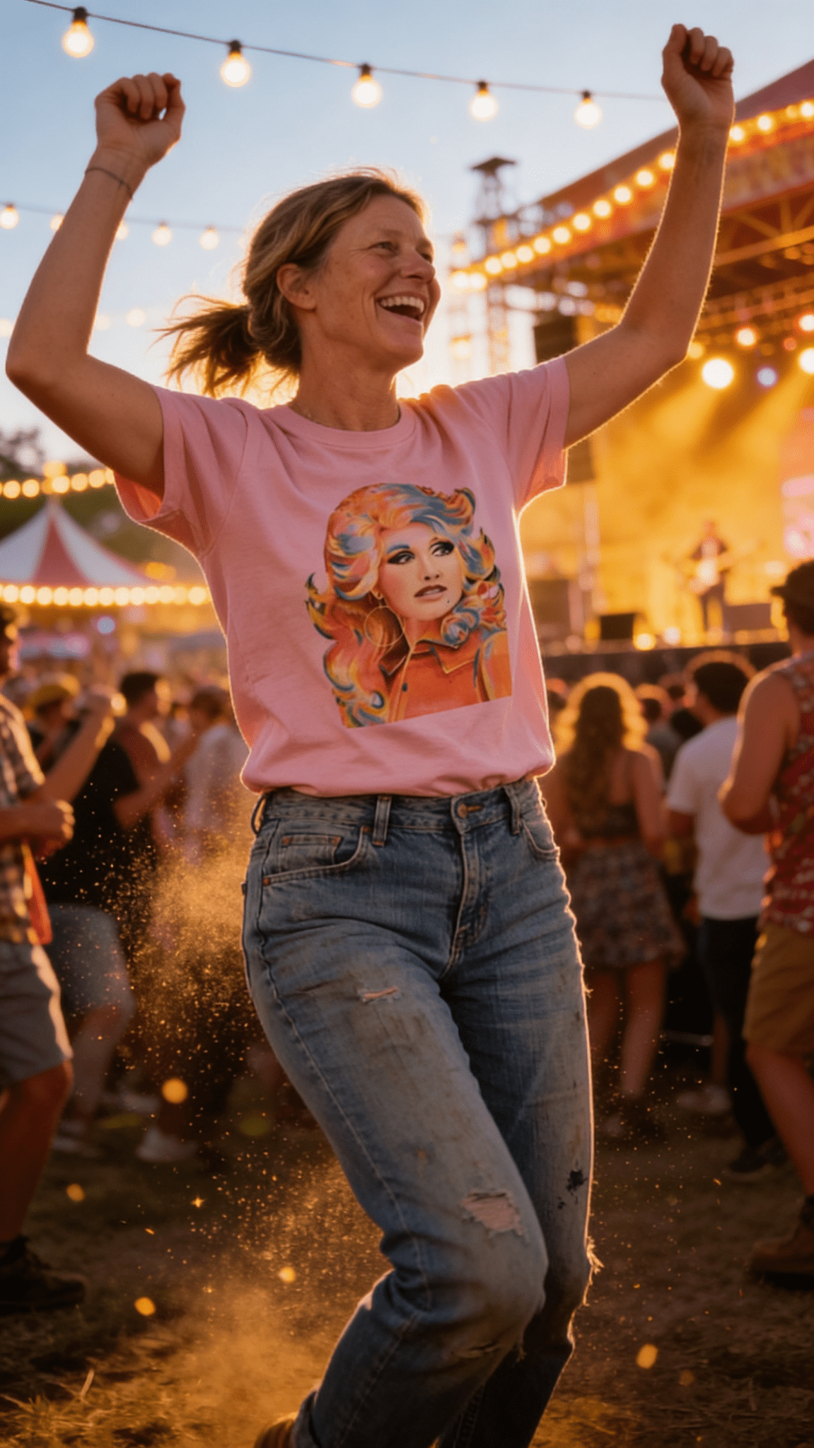 Retro Colorful Dolly Graphic Tee - Petal Pink T-Shirt - Cowhide and Conchos