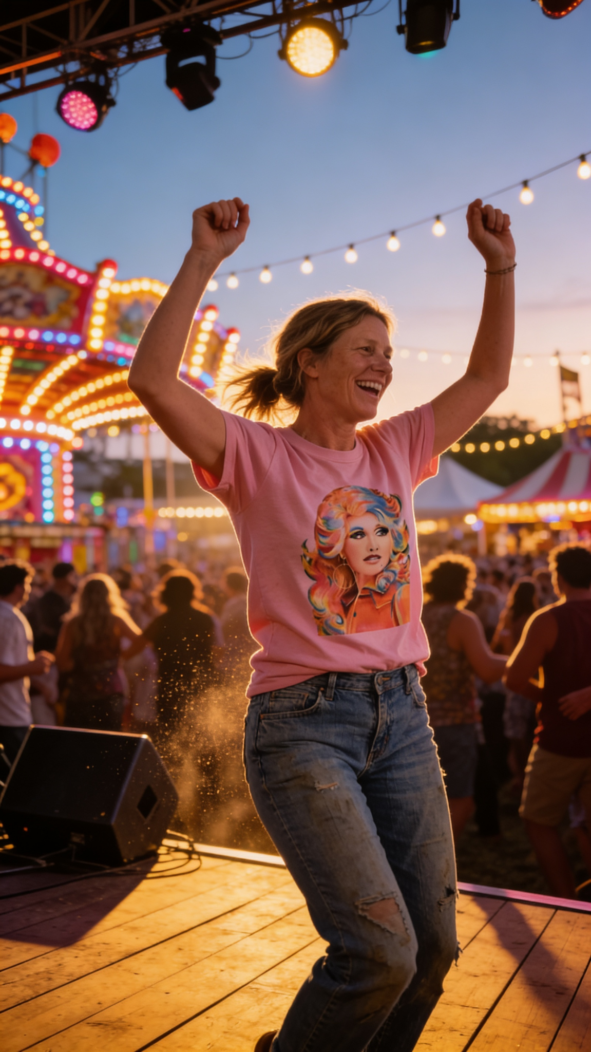 Retro Colorful Dolly Graphic Tee - Petal Pink T-Shirt - Cowhide and Conchos