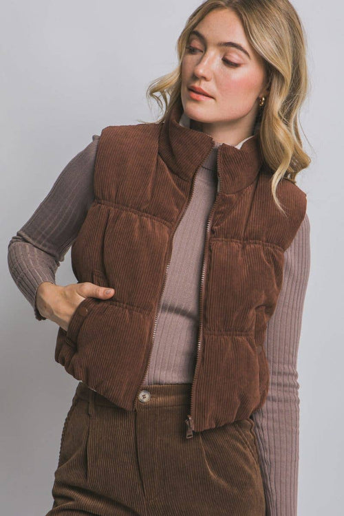 Reversible Corduroy Puffer Vest - 4 colors available - Cowhide and Conchos