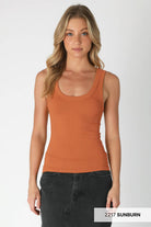 Reversible Ribbed Tank Top - Cowhide and Conchos
