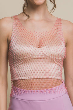Rhinestone Mesh Top - Pink, White, or Black - Cowhide and Conchos