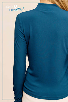 Ribbed Long Sleeve Mock Neck Top - Red, Teal, Black and brown - Cowhide and Conchos