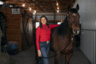 Ribbed Long Sleeve Mock Neck Top - Red, Teal, Black and brown - Cowhide and Conchos