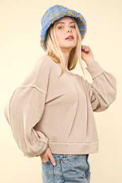 Ribbed Oversized Soft Knit Top - Cowhide and Conchos
