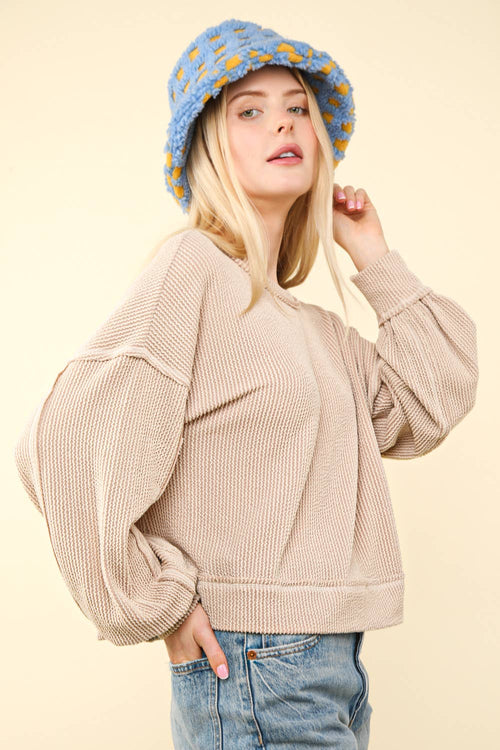 Ribbed Oversized Soft Knit Top - Cowhide and Conchos