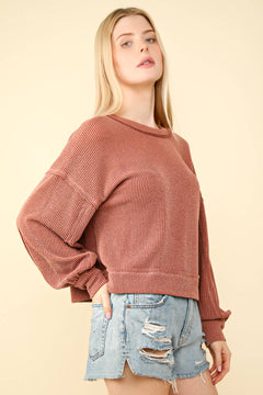 Ribbed Oversized Soft Knit Top - Cowhide and Conchos