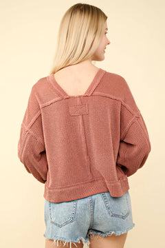 Ribbed Oversized Soft Knit Top - Cowhide and Conchos