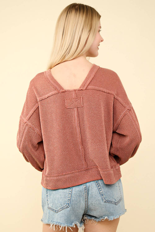Ribbed Oversized Soft Knit Top - Cowhide and Conchos
