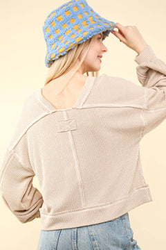 Ribbed Oversized Soft Knit Top - Cowhide and Conchos