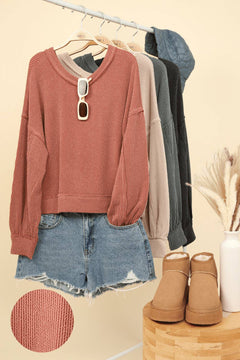 Ribbed Oversized Soft Knit Top - Cowhide and Conchos