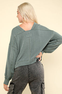 Ribbed Oversized Soft Knit Top - Cowhide and Conchos